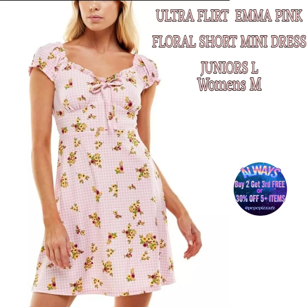 NWT ULTRA FLIRT WOMENS EMMA PINK FLORAL PRINT MINI DRESS